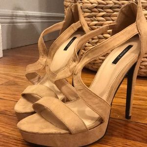 Tan suede heels